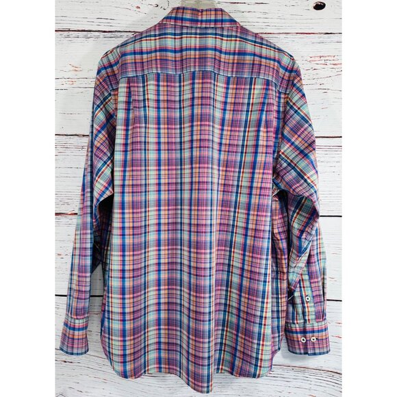 Tommy Bahama Sarasota Stretch Multicolor Plaid Long Sleeve Button-Up Shirt L/XL - Picture 14 of 15